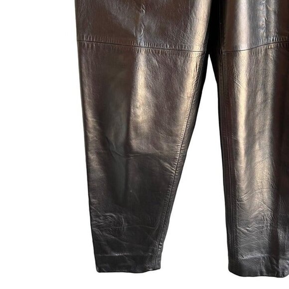 Vintage Serge Black Leather Straight Leg Pants SIze 10 - Picture 5 of 12